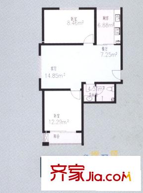 百通馨苑三區(qū)戶型圖 B戶型 2室2廳1衛(wèi)