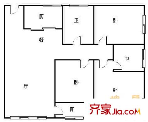 海信慧園二期 3室 戶型圖