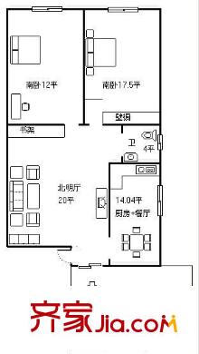 恩波小區(qū) 2室 戶型圖