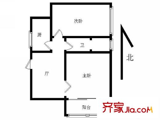 錯埠嶺五小區(qū)2室 戶型圖