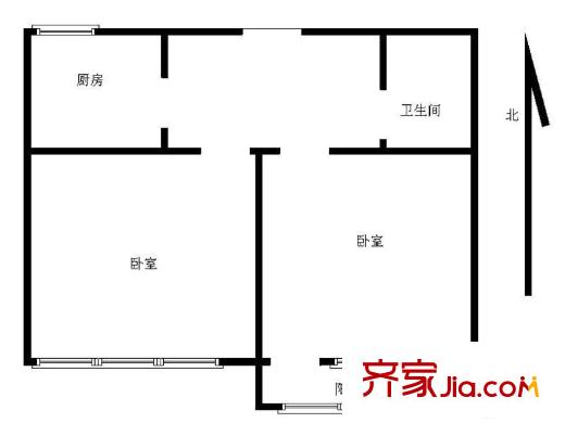 錯(cuò)埠嶺五小區(qū)2室 戶型圖