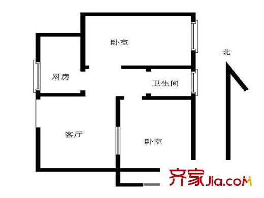 錯(cuò)埠嶺五小區(qū)2室 戶型圖