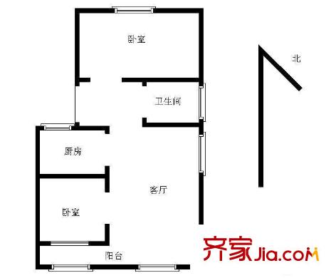 錯埠嶺五小區(qū)2室 戶型圖