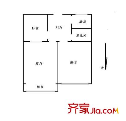 重慶南路社區(qū)戶型圖2室 2室1廳1衛(wèi)1廚