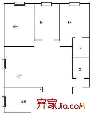重慶南路社區(qū)戶型圖3室 3室1廳2衛(wèi)1廚
