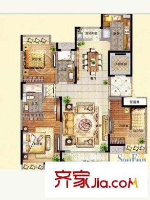 萬(wàn)科藍(lán)山戶(hù)型圖1#、4#、5#籃郡C戶(hù)型 137平（已售完） 