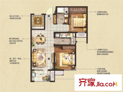 萬(wàn)科藍(lán)山戶(hù)型圖2.3期7#、8#、11#套二戶(hù)型 2室2廳1衛(wèi)1廚