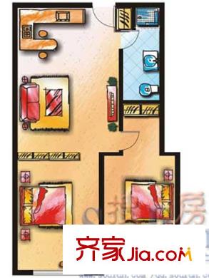 天和青年城戶(hù)型圖7號(hào)樓C1/C4戶(hù)型 2室1廳
