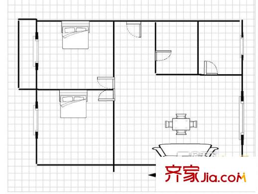 前灣小區(qū)戶型圖2室 2室1廳1衛(wèi)1廚