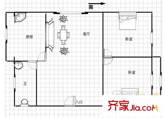 前灣小區(qū)戶型圖2室 2室1廳1衛(wèi)1廚