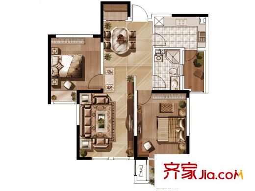 藍(lán)山灣戶(hù)型圖10#F戶(hù)型 2室2廳1衛(wèi)