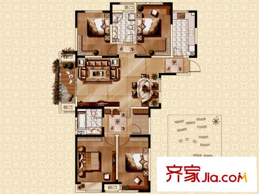 藍(lán)山灣戶(hù)型圖8#A戶(hù)型 4室2廳2衛(wèi)