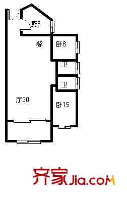 青島太平洋中心 2室 戶(hù)型圖
