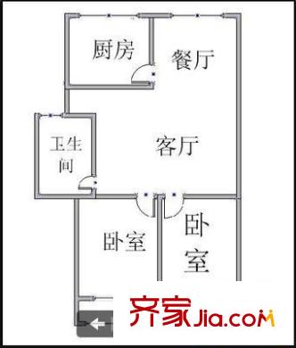 錯埠嶺四小區(qū) 2室 戶型圖