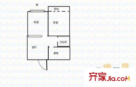 匯祥花園戶型圖17 2室1廳1衛(wèi)1廚