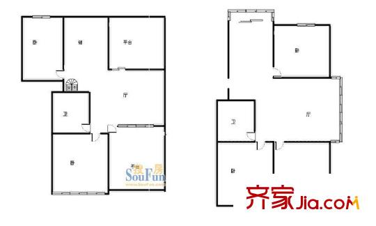 福嶺嘉苑E區(qū)戶型圖5室戶型圖 5室2廳2衛(wèi)1廚