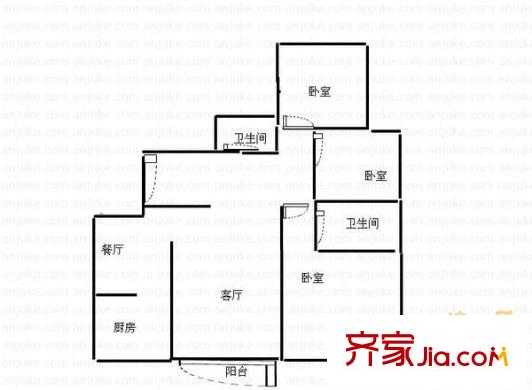 天泰陽光海岸3室 戶型圖