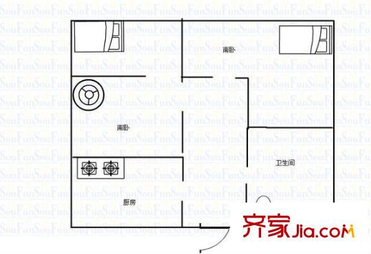 順河路小區(qū) 2室 戶型圖
