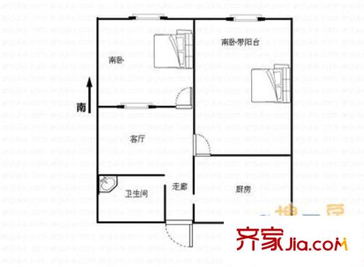順河路小區(qū) 2室 戶(hù)型圖