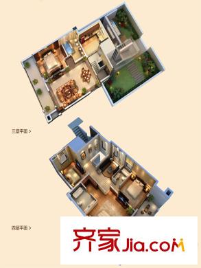 創(chuàng)源無想墅一期20-44#標準層B3戶型 4室2廳3衛(wèi)1廚