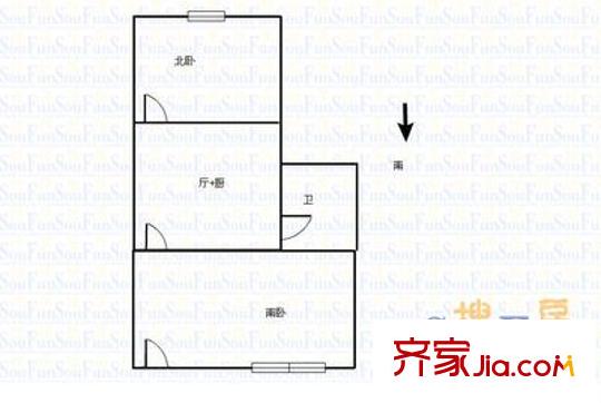 登州路社區(qū) 1室 戶型圖