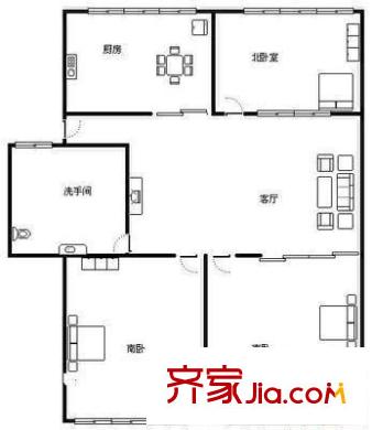 香山花園 3室 戶型圖