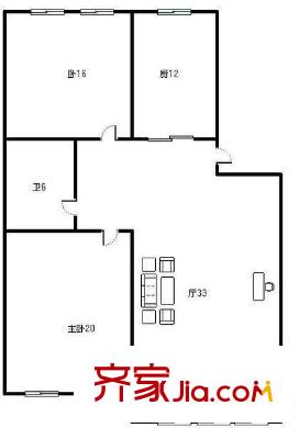 柳溝小區(qū)戶型圖2室戶型圖 2室1廳1衛(wèi)1廚