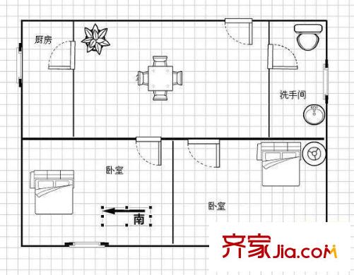 柳溝小區(qū) 戶型圖 二居