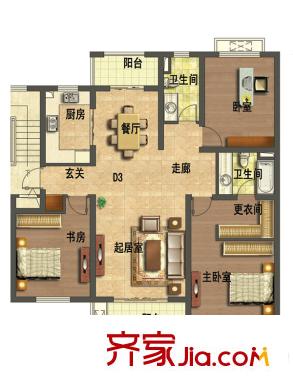 永合鼎泰豐1期多層D3戶型 3室2廳2衛(wèi)