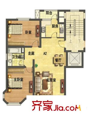 永合鼎泰豐1期小高層A2戶型 2室2廳1衛(wèi)