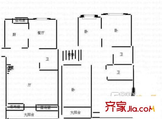 石雀小筑戶型圖4室戶型圖 4室3廳2衛(wèi)1廚