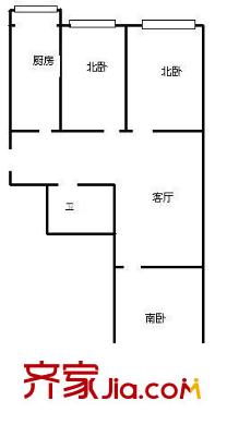 嘉禾路小區(qū)戶型圖3室戶型圖 2室1廳1衛(wèi)1廚