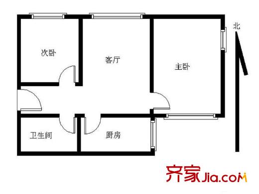 政法公寓二期2室 戶型圖