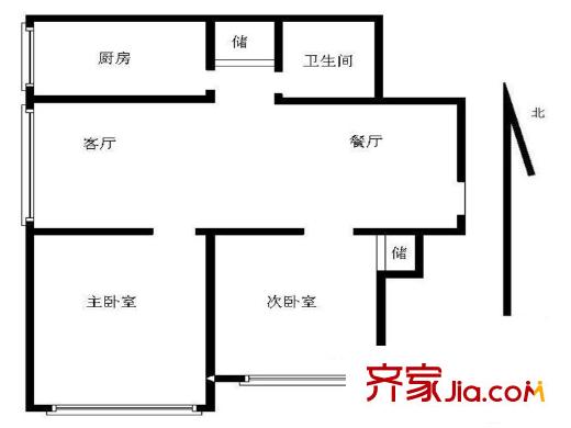 政法公寓二期2室 戶型圖