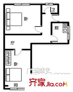 延吉路社區(qū)戶(hù)型圖2室 2室1廳1衛(wèi)1廚