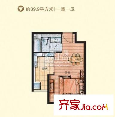 銀座動感世代戶型圖a戶型 1室1廳1衛(wèi)1廚
