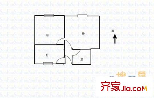 團島社區(qū)戶型圖團島小區(qū) 2室 戶型圖 2室1衛(wèi)1廚