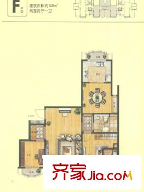 魯信南?；▓@戶型圖F戶型 2室2廳1衛(wèi)1廚