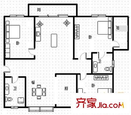 魯澤花園 3室 戶型圖