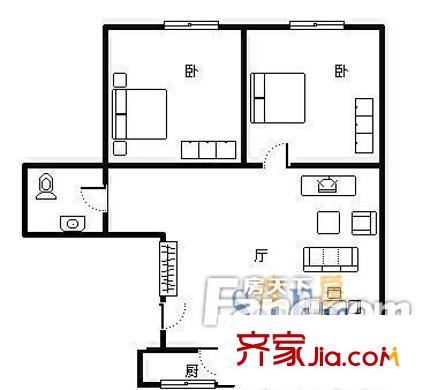 濱海苑戶型圖15 2室2廳1衛(wèi)1廚