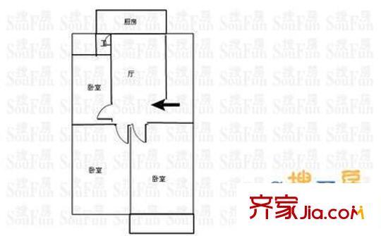 淮北街民安路小区 2室 户型图