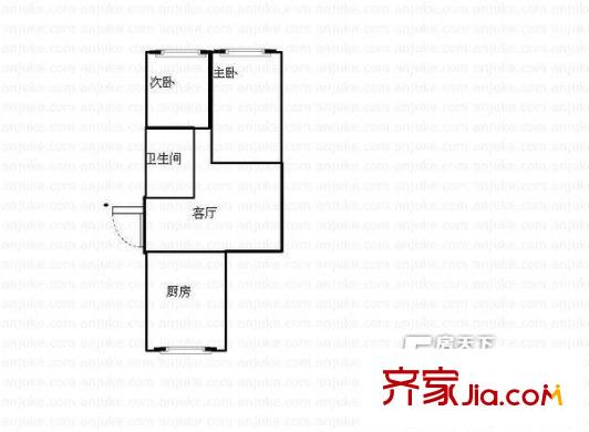 天惠府戶型圖 2室戶型圖 2室1廳1衛(wèi)1廚