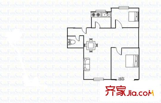 天帝山城 2室 戶型圖
