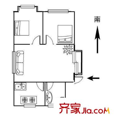 晟業(yè)家園2室 戶型圖