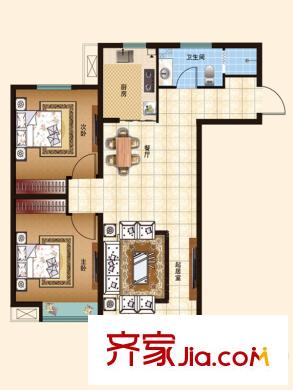 逸景公館5#樓C2-01戶型 2室2廳1衛(wèi)1廚