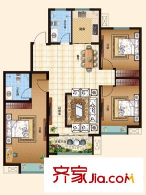 逸景公館1#樓B3-01戶型 3室2廳2衛(wèi)1廚