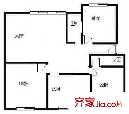 幸福家園戶型圖3室戶型圖 3室1廳2衛(wèi)1廚