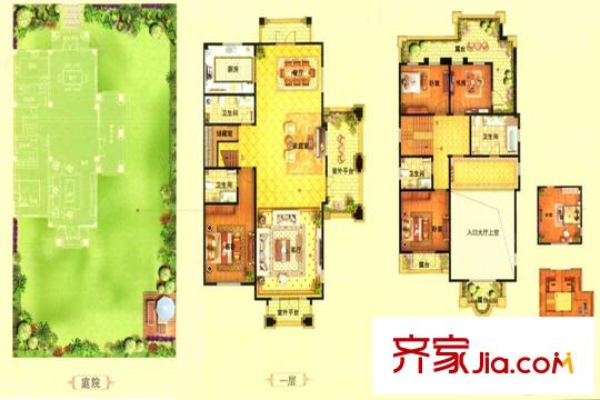 銀盛泰浪琴海1#-3#類獨(dú)棟別墅A1戶型 4室3廳3衛(wèi)1廚