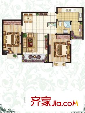 康大觀邸戶型圖1#G戶型 2室2廳1衛(wèi)1廚