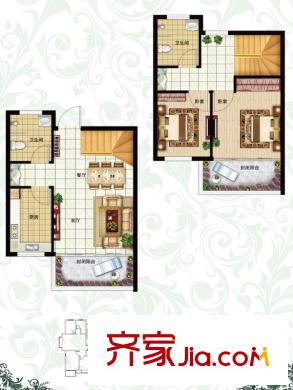 康大觀邸戶型圖3#高層B戶型 2室2廳2衛(wèi)1廚